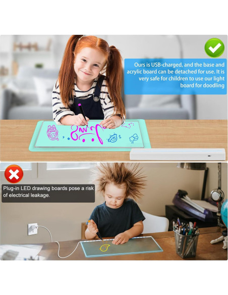 Tablero de Notas LED BYTLK J-80 Recargable 35.6x20.8cm 8 Colores