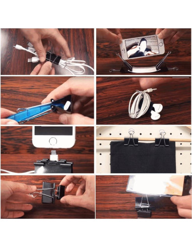 Clips de Encuadernación Apoulin - 130 Piezas Variadas Negros