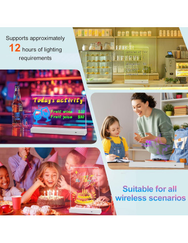 Tablero de Notas LED BYTLK J-80 Recargable 35.6x20.8cm 8 Colores