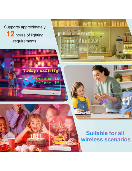 Tablero de Notas LED BYTLK J-80 Recargable 35.6x20.8cm 8 Colores