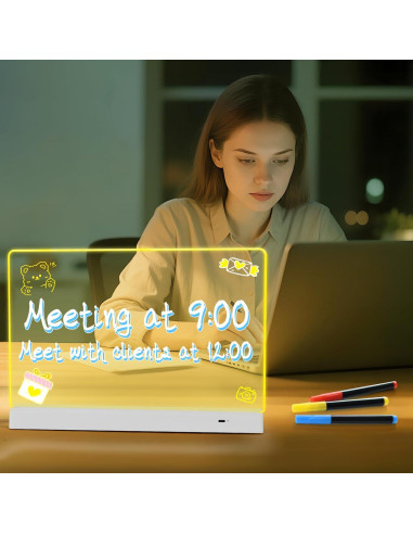 Tablero de Notas LED BYTLK J-80 Recargable 35.6x20.8cm 8 Colores