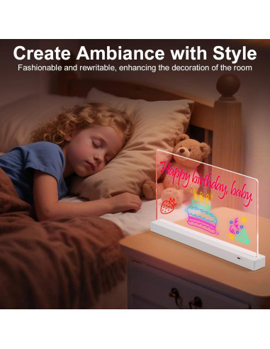 Tablero de Notas LED BYTLK J-80 Recargable 35.6x20.8cm 8 Colores