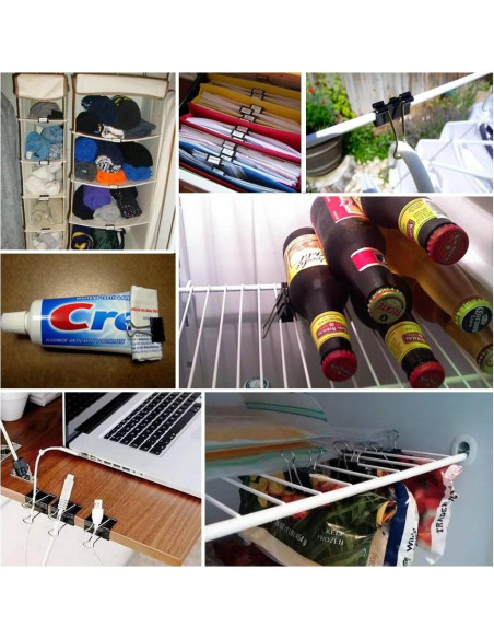 Clips de Encuadernación Apoulin - 130 Piezas Variadas Negros