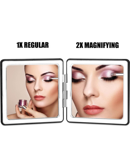 Espejo de Maquillaje Plegable YTLX 1x/2x Negro Compacto