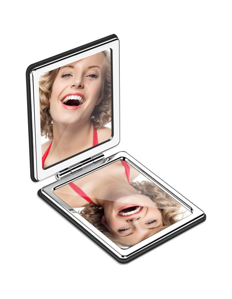 Espejo de Maquillaje Plegable YTLX 1x/2x Negro Compacto