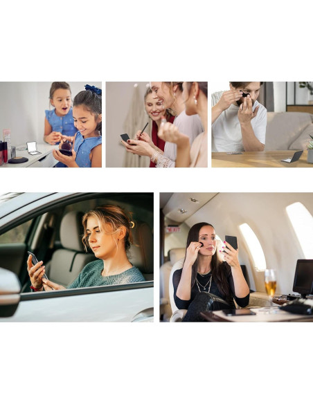 Espejo de Maquillaje Plegable YTLX 1x/2x Negro Compacto