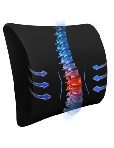 Cojín Lumbar Ergonomico SPRING SEAON Negro con Correas Ajustables