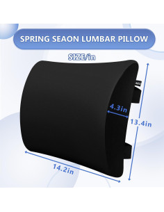 Cojín Lumbar Ergonomico SPRING SEAON Negro con Correas Ajustables 2