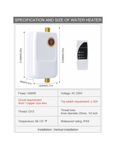 Calentador de Agua Eléctrico Sin Tanque Green Point 5500W 220V 2