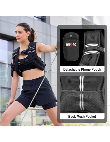 Chaleco con peso ajustable LEKRO 5.44kg para entrenamiento