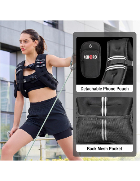 Chaleco con peso ajustable LEKRO 5.44kg para entrenamiento