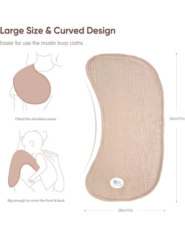 Pañales de Eructo lulumoon 100% Algodón Grande - Paquete de 6