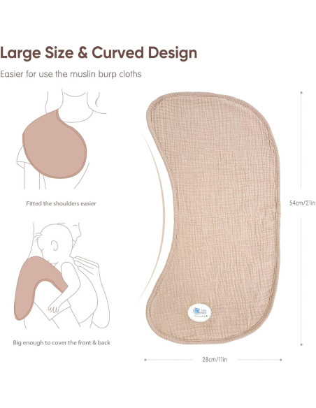 Pañales de Eructo lulumoon 100% Algodón Grande - Paquete de 6