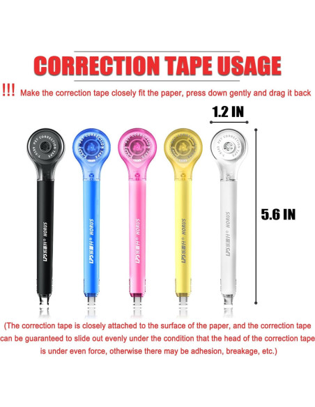 5 Pcs Correctores de Cinta Alopuxi 5mm x 6m Blanco