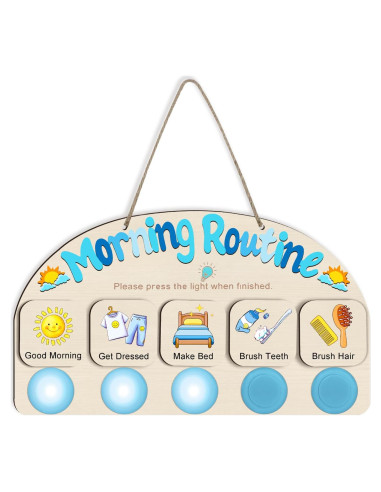 Tabla de Rutina Matutina AINBIN para Niños con 5 Luces Táctiles