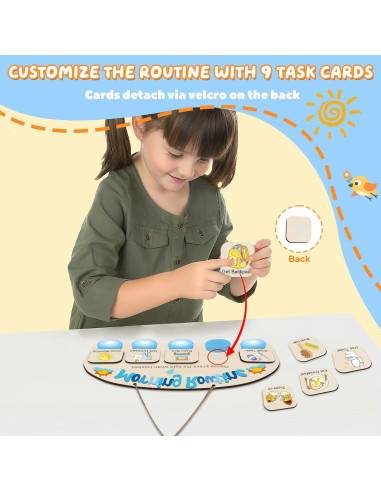Tabla de Rutina Matutina AINBIN para Niños con 5 Luces Táctiles