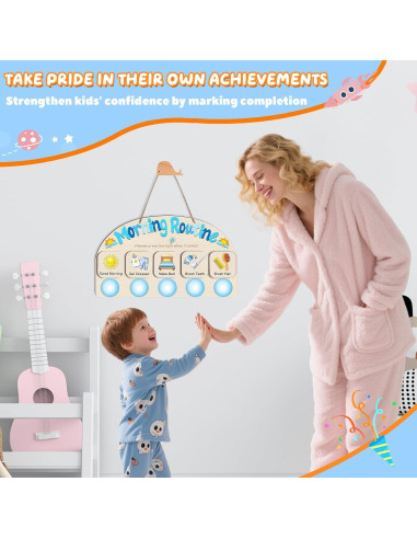 Tabla de Rutina Matutina AINBIN para Niños con 5 Luces Táctiles