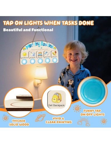 Tabla de Rutina Matutina AINBIN para Niños con 5 Luces Táctiles