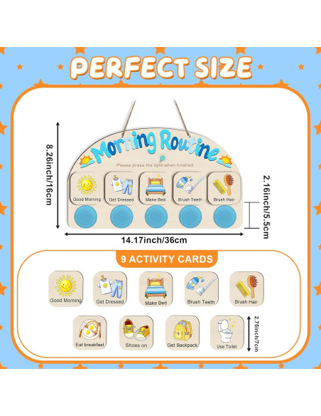 Tabla de Rutina Matutina AINBIN para Niños con 5 Luces Táctiles