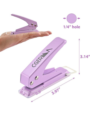 Perforadora de Un Solo Orificio Cgerma 0.64 cm 15 Hojas Púrpura
