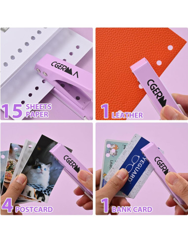 Perforadora de Un Solo Orificio Cgerma 0.64 cm 15 Hojas Púrpura