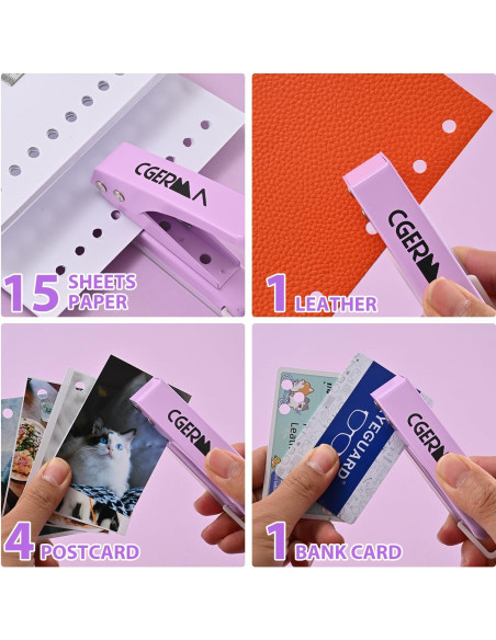 Perforadora de Un Solo Orificio Cgerma 0.64 cm 15 Hojas Púrpura Perforadora de Un Solo Orificio Cgerma 0.64 cm 15 Hojas Púrpura