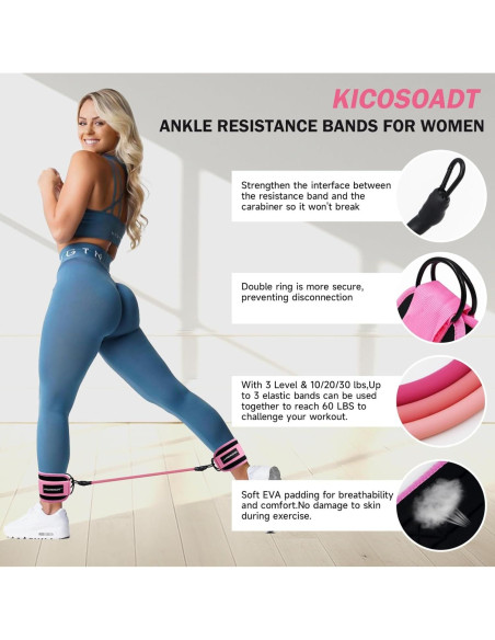 Bandas de Resistencia para Tobillos KICOSOADT - Rosa