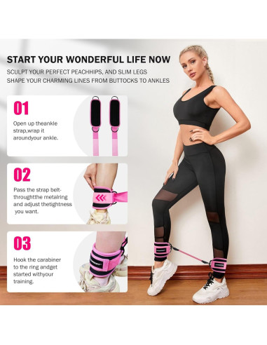 Bandas de Resistencia para Tobillos KICOSOADT - Rosa