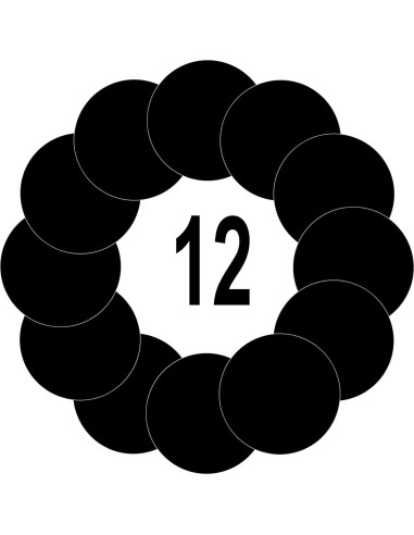 12 Círculos Borrables Negros FANOST 30 cm para Paredes