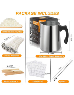 Kit de Fabricación de Velas BBAXI - Olla 900ml, Cera Soja 450g 2