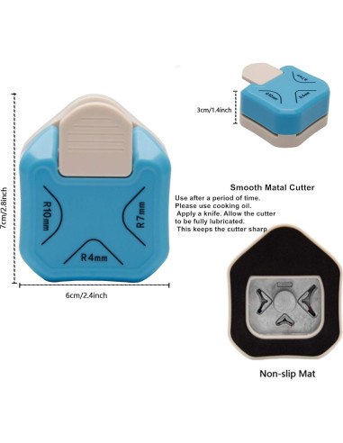 Esquinador de Papel 3 en 1 QIQQIKIN - Cortador de Esquinas 4mm, 7mm, 10mm