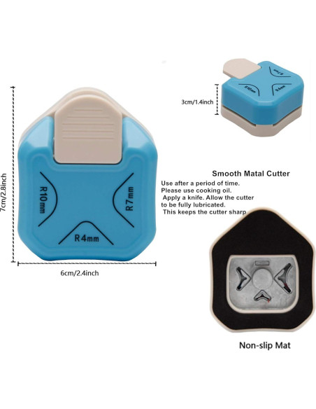 Esquinador de Papel 3 en 1 QIQQIKIN - Cortador de Esquinas 4mm, 7mm, 10mm Esquinador de Papel 3 en 1 QIQQIKIN - Cortador de Esquinas 4mm, 7mm, 10mm