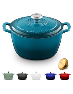 Olla de Hierro Fundido Enameled ROSSALLINI 5.5L Azul Océano