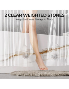 Cortina de Ducha Impermeable AmazerBath 91x183 cm - 2 Paquetes 2