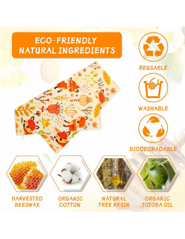 Envolturas de Cera de Abeja Reutilizables WDG - Paquete de 9