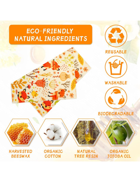 Envolturas de Cera de Abeja Reutilizables WDG - Paquete de 9