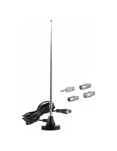 Antena FM Telescópica Amplificada Eifagur con Base Magnética