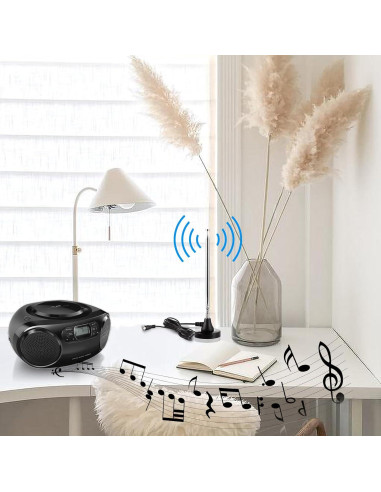 Antena FM Telescópica Amplificada Eifagur con Base Magnética