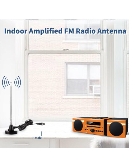 Antena FM Telescópica Amplificada Eifagur con Base Magnética