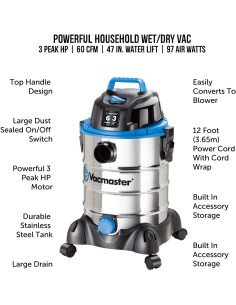 Aspiradora Húmeda/Seca Vacmaster VQ607SFD 6 Galones 3 HP 2