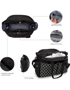 Bolsa de Pañales Tote MEYTEILAY Negra 42x15x33 cm Impermeable 2