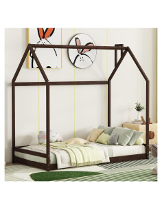 Cama Casa Gemela Bellemave de Madera Espresso para Niños