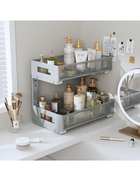 Organizador Bajo Fregadero Biboraya 2 Niveles Ajustable Gris Organizador Bajo Fregadero Biboraya 2 Niveles Ajustable Gris