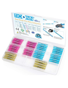 Kit de Conectores de Cable TICONN 60PCS Aislados a Prueba de Agua