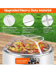 Pantalla de Chispas 15" PWSOMJ Acero Inoxidable para Fogata 2
