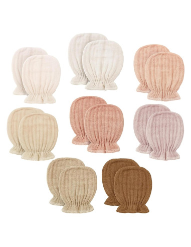 8 Pares Manoplas de Muselina para Bebés 0-6 Meses Algodón