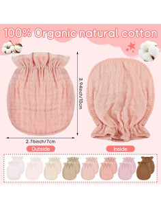 8 Pares Manoplas de Muselina para Bebés 0-6 Meses Algodón 2