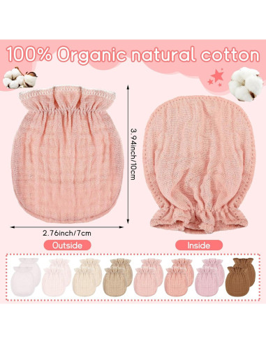 8 Pares Manoplas de Muselina para Bebés 0-6 Meses Algodón
