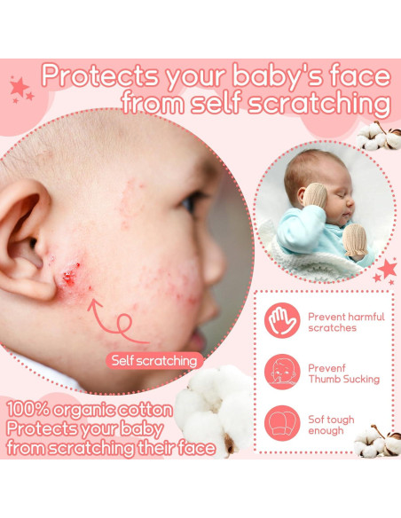 8 Pares Manoplas de Muselina para Bebés 0-6 Meses Algodón