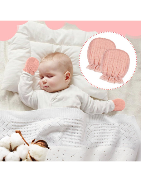 8 Pares Manoplas de Muselina para Bebés 0-6 Meses Algodón